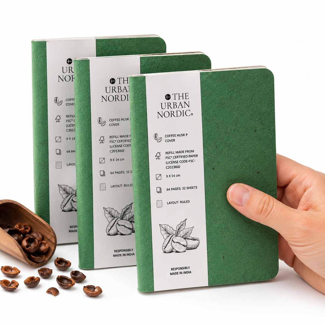 Pocket coffee husk notebook